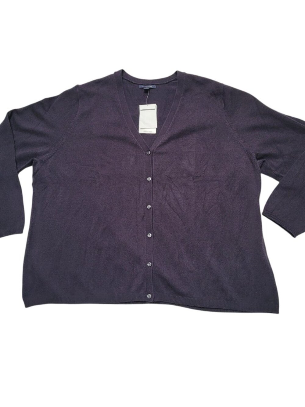 Lands End Sweater Cardigan Blue Women's Comfy Classic Button Up New 3X 24-26W